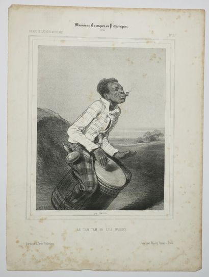 null MAURITIUS - "The Tam Tam of Mauritius". 1843-1844. Lithographed by GAVARNI (1804-1866)....