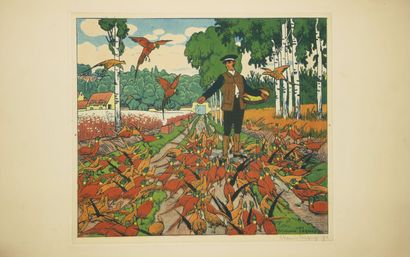 null TAQUOY Maurice (1878 - 1952) - Réunion de 2 gravures: 1-"Les corbeaux". 1910....