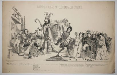 null CARICATURES de GRANDVILLE J.J (1803 - 1847) - "Grande COURSE AU CLOCHER ACADEMIQUE"....