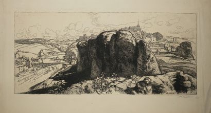 null LEPERE Auguste (1849 - 1918) - Réunion de 5 gravures: 1-"Ruines du donjon de...