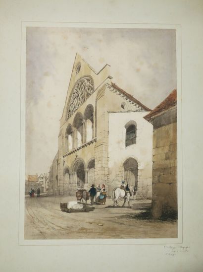 null BOYS Thomas Shotter (1803-1874) - "Church of St. Andrew, Chartres". 1839. Lithograph...