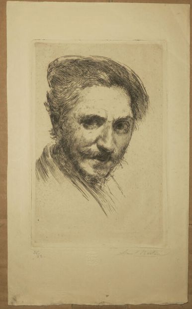 null BERTON Armand (1854 - 1917) - "Autoportrait". Eau-forte. Epreuve sur papier...