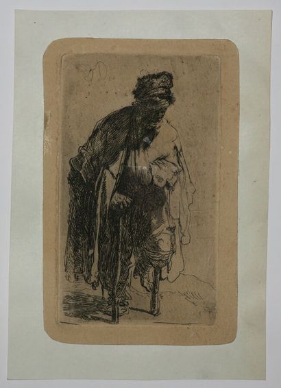 null REMBRANDT H. van Rijn (1606 - 1669) - "Beggar with a Wooden Leg". c.1630. Original...
