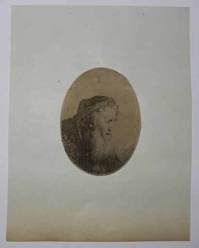 null BOL Ferdinand (1616 - 1680) - "Old man with a beard, in a cap". c.1644. Etching....