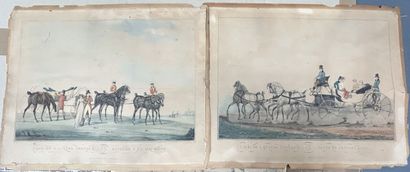 null LOT of 5 plates on the theme of HORSES including engravings after VERNET, in...