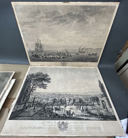 null LOT of about 10 ENGRAVINGS after J. VERNET of which "The PORT OF CETTE in Languedoc",...