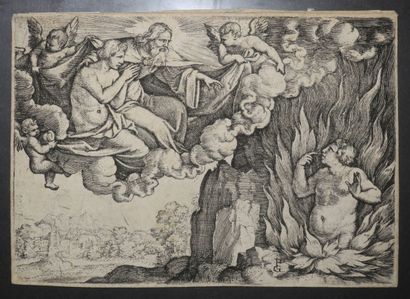 null PENCZ Georg (c.1500 - 1550) - "Le mauvais Riche aux Enfers et Lazare au ciel"....