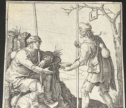 null LEYDE Lucas de (1494 - 1533) - "Les gueux". Burin. Signé du monogramme de l'artiste...