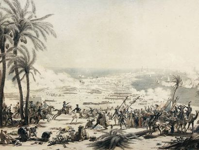 null "La BATAILLE D'ABOUKIR, le 25 juillet 1799". Estampe par Louis-François LEJEUNE,...