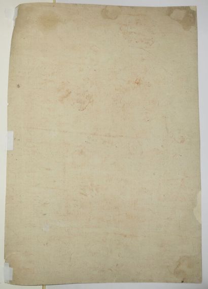 null ACADEMIE D'HOMMES 18ème - DESSIN à la SANGUINE, sur papier vergé filigrané (chapelet),...