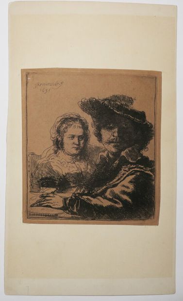 null REMBRANDT H. van Rijn (1606 - 1669) - "Selfportrait, Rembrandt and Saskia" (Selfportrait,...