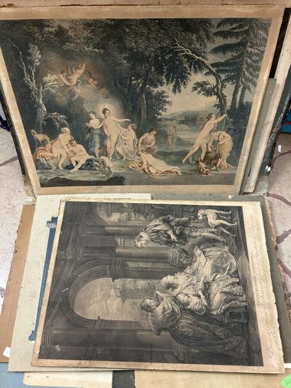 null LOT OF APPROXIMATELY 20 ENGRAVINGS, in black and colors, including "Spanish...