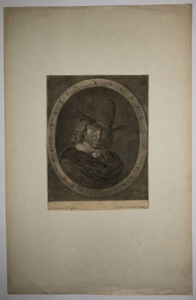 null VAN OSTADE Adrian (1610 - 1685) (after) - "Portrait of Adrian van Ostade". Etching...