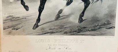 null EQUESTRIAN PORTRAIT of LOUIS PHILIPPE 1st. 19th century. Lithographed by Marin-Lavigne,...