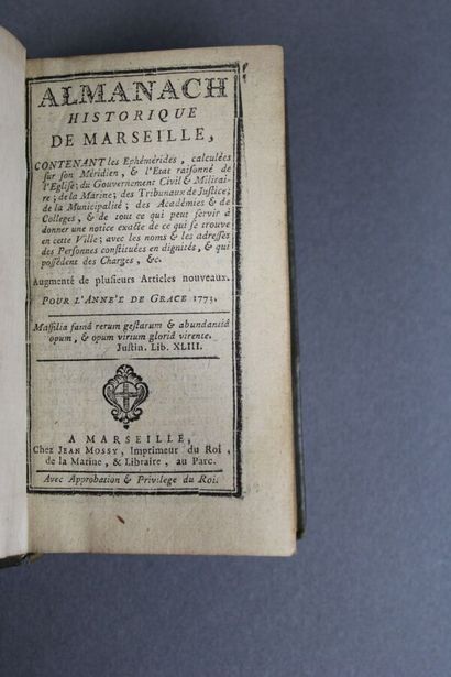 null MARSEILLE. Almanach historique de Marseille, Contenant les Ephémérides, calculées...