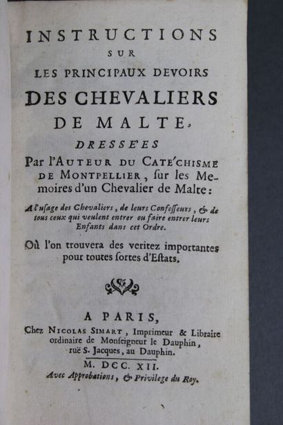 null [POUGET (François-Aimé)]. Instructions sur les principaux Devoirs des Chevaliers...