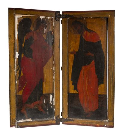 null Icon. Diptych: the angel Gabriel and Saint John the Baptist. Russia, 19th c.

Tempera....