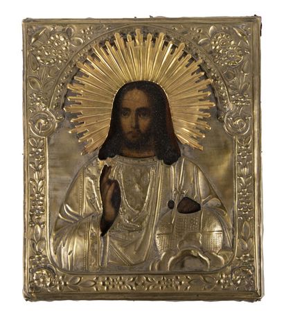 null Icon. Christ blessing. Russia, 19th c.

Tempera on wood. 32 x 27 cm.
Brass oklad.Икона...