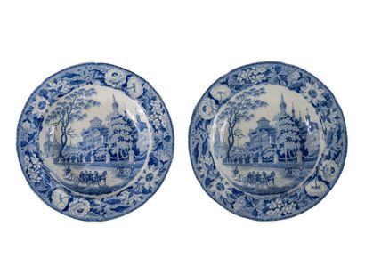 null Two decorative plates representing the House of Pachkoff in Moscow. Russia (?),...