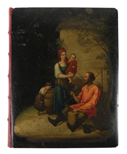 null Album of photographs, cover in paper mache painted under lacquer. Russia, 19th...