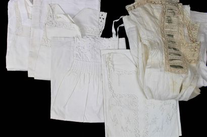 Lot of ten nightgowns and daygowns, embroidery,...