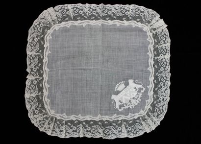 Handkerchief, XXth century, in linen, blazon...