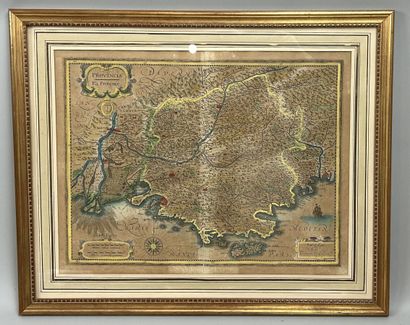 null MAP OF PROVENCE - "Provincia / La Provence". Engraved map. Colored boundaries....