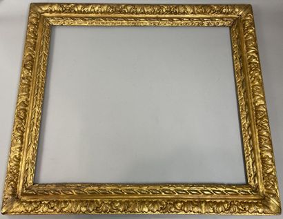 null Beautiful carved and gilded wood frame from the Louis XIII period with foliage...