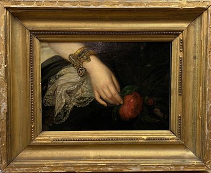 null DELAROCHE Paul, in the taste of, Hand to the rose, oil on canvas mounted on...