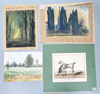 LOT of 3 LANDSCAPE DRAWINGS of which one...