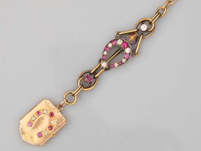 null Part of a vest in two-tone 585°/°°(14K) gold, set with faceted rubies and old-cut...