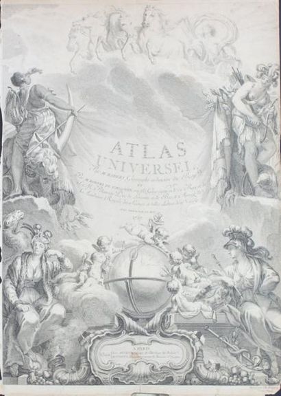 null FRONTISPICE D'ATLAS - GLOBE - "ATLAS UNIVERSEL, par M. ROBERT, géographe ordinaire...