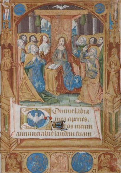 Ecole française (Paris), vers 1490 Maître du manuscrit Latin 13297 de la BN. La Pentecôte....