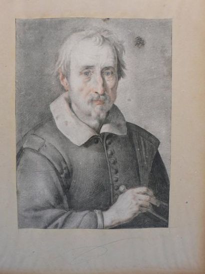 GOLTZIUS Hendrick (Attribué à) Mulbrecht 1558-Amsterdam 1616 Portrait d'homme tenant...