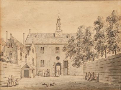 RADEMAKER Abraham Lisse 1675 - Amsterdam 1735 1- Maison dans une ville de hollande...