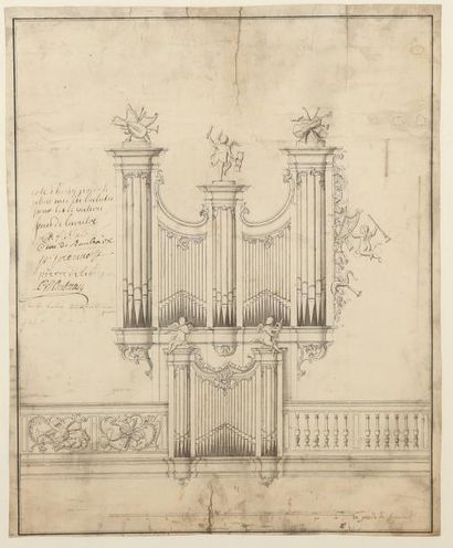 ECOLE FRANCAISE Premier tiers du XVIIIe siècle Grand orgue aux quatre amours musiciens...