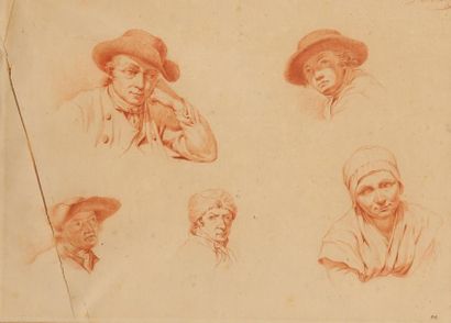 SAFFT Jean-Charles Willem Amsterdam 1778 - 1850 Feuille d'étude: portrait de femme...