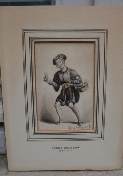 CRUIKSHANK George Londres 1792 - 1878 Ensemble de six figures de caractères du théâtre...