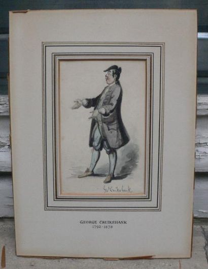 CRUIKSHANK George Londres 1792 - 1878 Ensemble de six figures de caractères du théâtre...