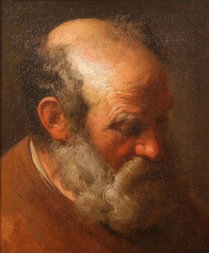 RIBERA Giuseppe (Entourage de) 1591 - 1652 Portrait d'homme barbu Huile sur toile...