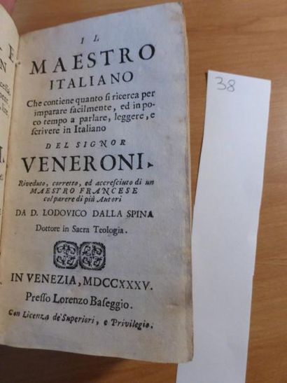 VENERONI Le Maitre Italien. Il Maestro italiano. Venise, Lorenzo Baseggio, 1735;...