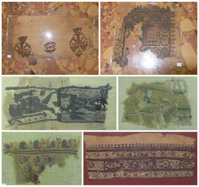 null Sept fragments de textiles ornés. Lin et laine. Égypte, Époque Copte, VIe-XIIe...