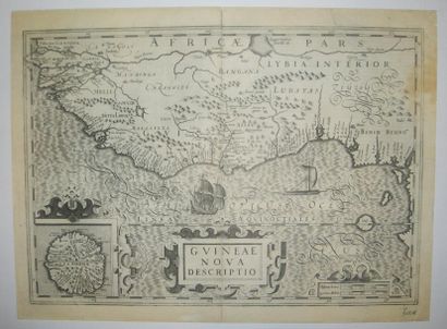 null CARTE DE LA GUINEE - "GUINEA nova descriptio". c.1610. Edition latine (Texte...