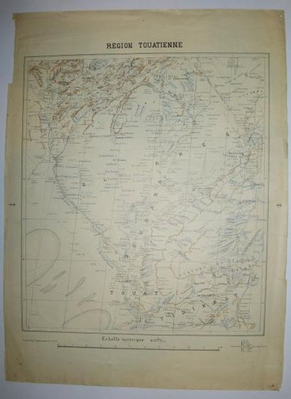 ALGERIE "Région TOUATIENNE". c.1900. Carte gravée, imprimée en couleurs, sur papier...