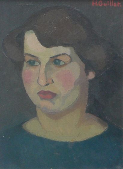 Henri GUILLOT (1895-1982) : « Portrait de femme ». Huile sur panneau signée en haut...