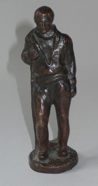 Joseph EBSTEIN (1881-1961) Le fermier Bronze, patine brune verte Signée sur la t...
