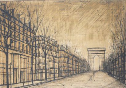 Bernard Buffet «Les Champs Elysées». tirage sur toile exemplaire n° 110. COROT, éditeur...