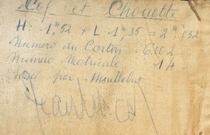 Jean LURÇAT (1892-1966) «Coq et Chouette» Tapisserie signée sur le bolduc. 152 x...