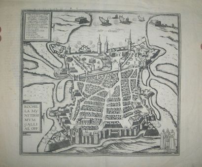 null CHARENTE-MARITIME (17) - PLAN de LA ROCHELLE, Georg BRAUN (1541-1622) - "Rochella...