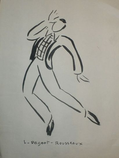 LUCIENNE PAGEOT ROUSSEAUX 1899-1995 Le danseur, encre sur papier 34X24 Signée en...